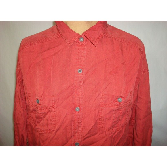 New Prana Womens NWT S Updrift Top Button Pockets LS Patina Red Rust Tencel Logo - Picture 4 of 12